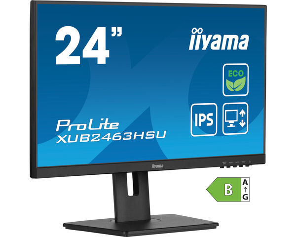 ProLite XUB2463HSU-B1 - Monitor da 24" con pannello IPS, risoluzione Full HD, supporto regolabile in altezza e classe energetica B