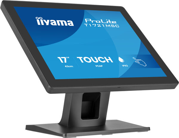 ProLite T1721MSC-B3 - 17” PCAP touchscreen monitor with durable glass overlay, IPX3 front protection and an angle-adjustable stand 