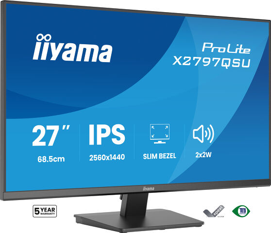 ProLite X2797QSU-B1 - 27-inch QHD IPS-monitor met dunne rand aan vier zijden en EPEAT Silver-certificering