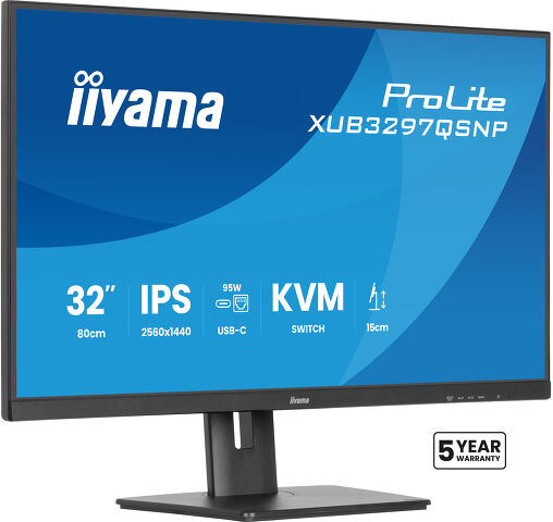ProLite XUB3297QSNP-B1 -  32" monitor z panelem w technologii QHD IPS z RJ45 (LAN), przełącznikiem KVM i stacją dokującą USB-C z zasilaniem 95W
