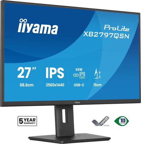 ProLite XB2797QSN-B1 - 27” QHD monitor with USB-C docking and LAN that simplifies your daily setup