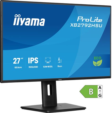 ProLite XB2792HSU-B1 - 27” IPS Full HD panel with 4-side slim bezel, B energy class and height adjustable stand