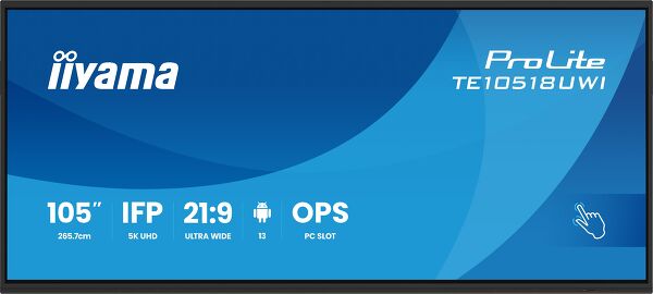 ProLite TE10518UWI-B1AG - Pantalla interactiva Ultra Wide de 105 pulgadas en UHD 5K con vista panorámica 21:9.