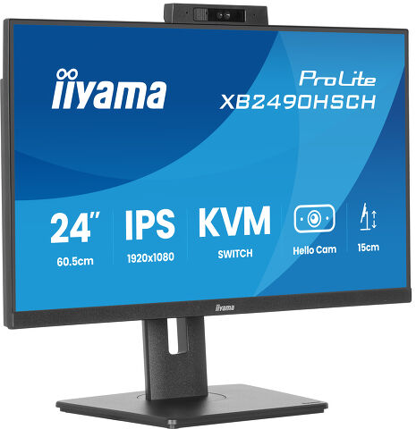 ProLite XB2490HSCH-B1 - 24’’ IPS monitor with Windows Hello 5MP camera, microphone, KVM and 65W USB-C charging
