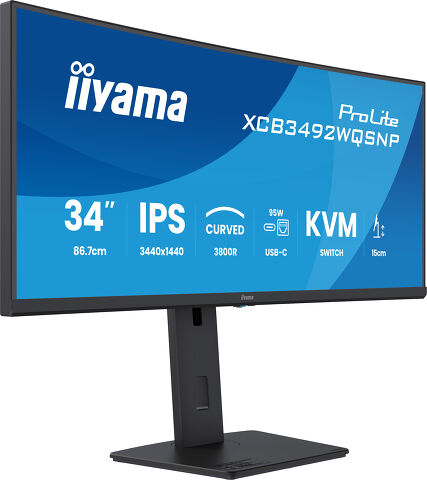 ProLite XCB3492WQSNP-B1 - 34’’ IPS UWQHD curved monitor with USB-C Dock, LAN, KVM and 15cm height-adjustable stand