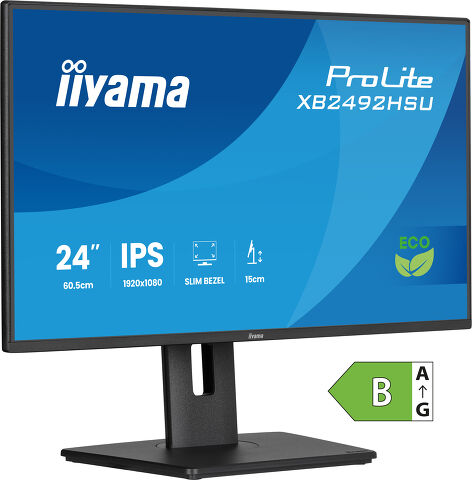 ProLite XB2492HSU-B1 - 24” IPS Full HD panel with 4-side slim bezel, B energy class and height adjustable stand