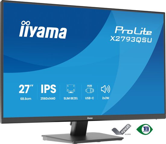 ProLite X2793QSU-B1 - 27'' QHD IPS monitor with 4-side slim bezel and USB hub