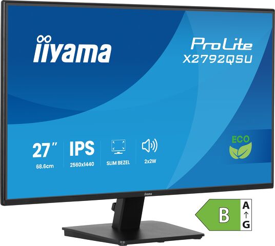ProLite X2792QSU-B1 - 27” IPS QHD panel with 4-side slim bezel and B energy class