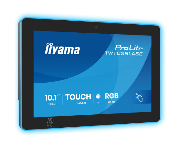 ProLite TW1025LASC-B3PNR - 10.1” PCAP 10pt touch screen with Android, Power over Ethernet Technology, NFC/RFID reader and a RGB LED bar around the screen