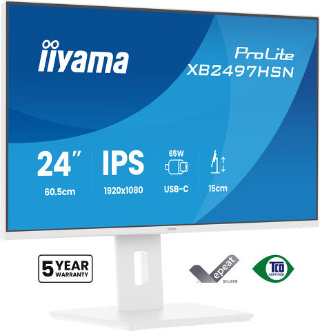 ProLite XB2497HSN-W1 - 23.8’’ (60.5 cm) Monitor mit IPS-Panel-Technologie, USB-C-Dock, RJ45 (LAN) Anschluss & ergonomischen Standfuß