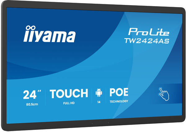 ProLite TW2424AS-B3P - Ecran tactile interactif  24" Full HD In-cell PCAP à 10 points sous Android OS avec la dalle IPS, technologie Power over Ethernet (PoE) et iiSignage²