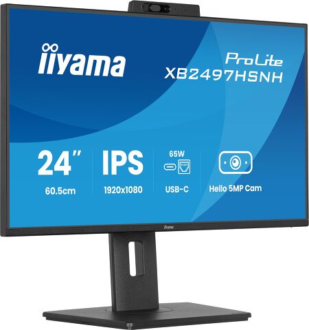 ProLite XB2497HSNH-B1 - 24” IPS monitor with a built-in  5MP Windows Hello camera and microphone, USB-C Dock, LAN and 15cm height adjustable stand