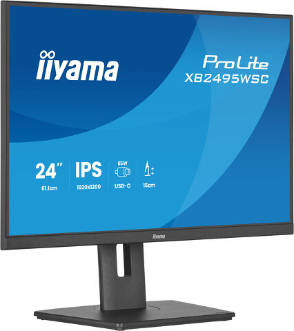 ProLite XB2495WSC-B1 - 24.1" (61.1 cm) WUXGA-IPS-Monitor im 16:10-Seitenverhältnis mit USB-C (65 W) für einen produktiven, aufgeräumten Arbeitsplatz
