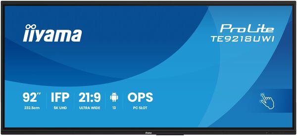 ProLite TE9218UWI-B1AG - 92" ultraszeroki interaktywny wyświetlacz 5K UHD z panoramicznym widokiem 21:9