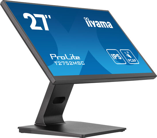 ProLite T2752MSC-B1AG - Moniteur tactile PCAP à liaison optique de 27” avec technologie à 10 points de contact, équipé d'une dalle IPS, d'un design bord à bord en verre et d'un revêtement anti-reflet
