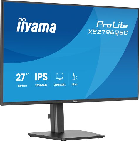 ProLite XB2796QSC-B1 - 27-calowy monitor QHD z matrycą IPS, USB-C (65W) i ergonomiczną stopką