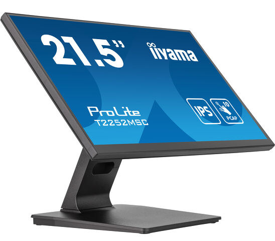 ProLite T2252MSC-B2 - Monitor da 21.5" con tecnologia touchscreen P-CAP da 10 punti tattili, pannello IPS, design frontale in vetro Edge-to-Edge e rivestimento anti-impronta