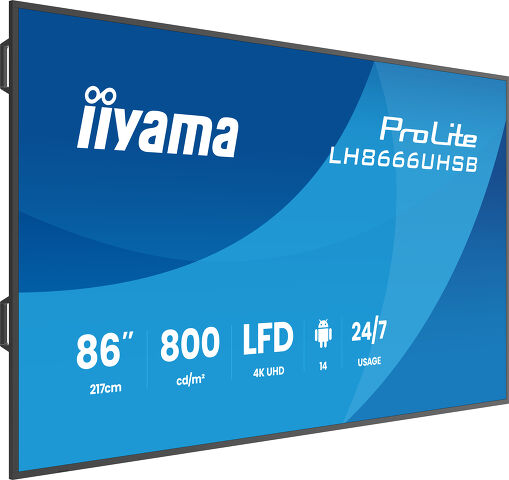Prolite LH8666UHSB-B1AG - 75" 4K UHD Most powerful professional digital signage display with a brightness of 800cd/m².