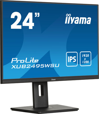 ProLite XUB2495WSU-B7 - 24” 3-side borderless monitor featuring IPS (In-Plane-Switching) panel with a 16:10 aspect ratio and height-adjustable stand