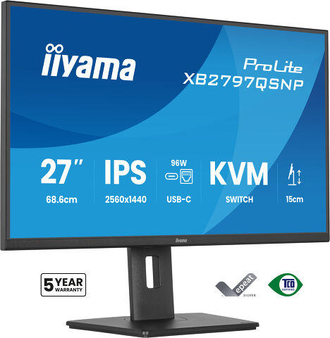 ProLite XB2797QSNP-B1 - 27” QHD monitor with USB-C docking, KVM and LAN - everything you need in a single display