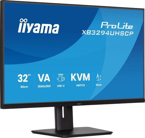 ProLite XB3294UHSCP-B1  - 32’’ monitor 4K VA z USB-C (95W), przełącznikiem KVM i obsługą PiP/PbP