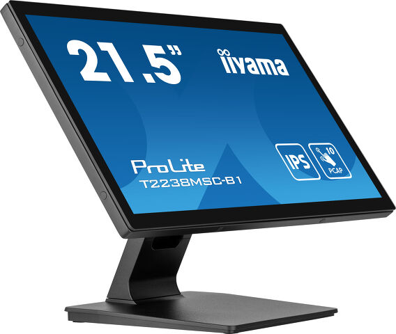 Prolite T2238MSC-B1 - Monitor touchscreen open frame da 21.5” con technologia legame ottico PCAP da 10 punti tattili, pannello IPS, design frontale edge-to-edge, rivestimento anti-impronta e alloggiamento in metallo
