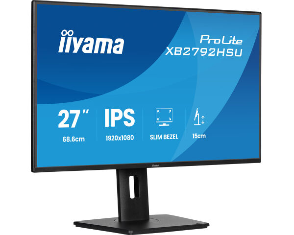 ProLite XB2792HSU-B1 - 24” IPS Full HD panel with 4-side slim bezel, B energy class and height adjustable stand