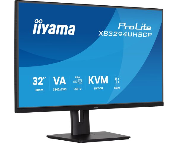 ProLite XB3294UHSCP-B1  - 32” 4K VA panel with USB-C Dock (95W), KVM Switch, LAN and PiP/PbP
