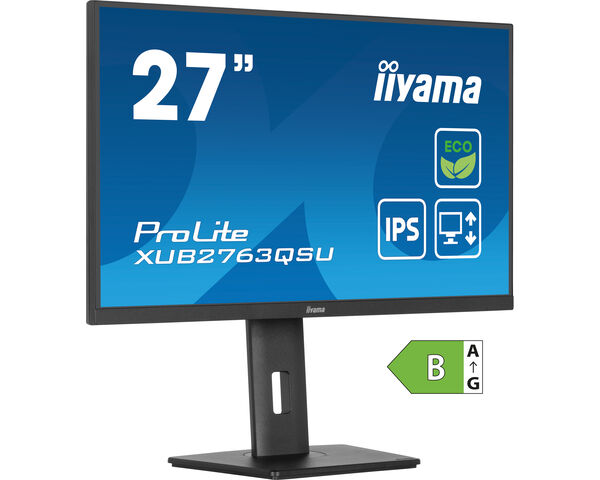 ProLite XUB2763QSU-B1 - Monitor da 27" con pannello IPS, risoluzione QHD, supporto regolabile in altezza e classe energetica B