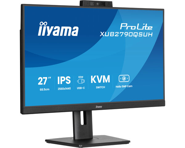 ProLite XUB2790QSUH-B2 - 27’’ IPS QHD monitor with a built-in Windows Hello camera and microphone, USB-C, KVM-Switch and height adjustable stand