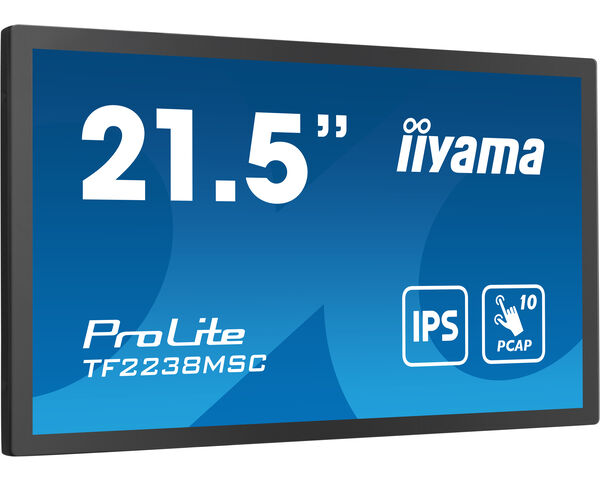 ProLite TF2238MSC-B1 - 21.5” 10pt open frame touch monitor met IPS-paneeltechnologie, edge-to-edge glas, anti-fingerprint coating en een metalen behuizing