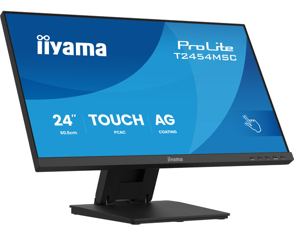 ProLite T2454MSC-B3AG - 24” InCell PCAP 10pt touchscreen monitor featuring IPS panel technology, Anti-Glare coating and a flexible stand
