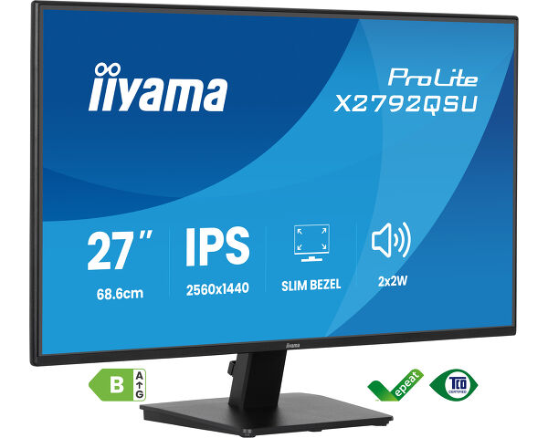 ProLite X2792QSU-B1 - 27” IPS QHD panel with 4-side slim bezel and B energy class