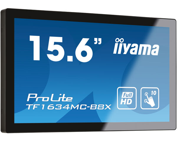 ProLite TF1634MC-B8X - Un Monitor Open Frame in Full-HD da 15.6" con tecnologia pannello IPS, display touch PCAP da 10 punti, vetro edge-to-edge e tecnologia touch-through-glass