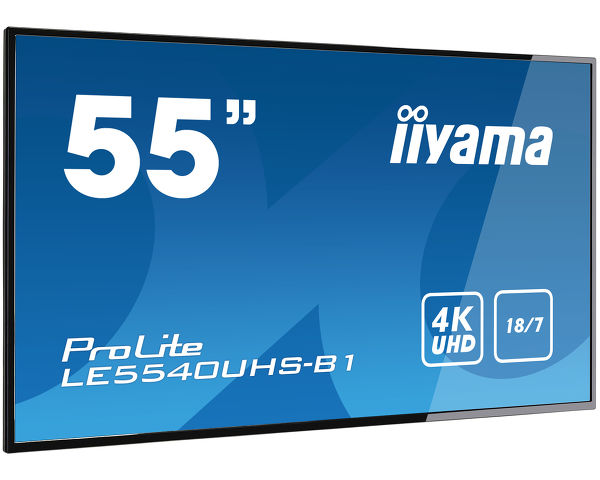ProLite LE5540UHS-B1 - Display Professionale da 55” destinato alla Segnaletica Digitale, tempo di funzionamento 18/7 e risoluzione UHD a 4K