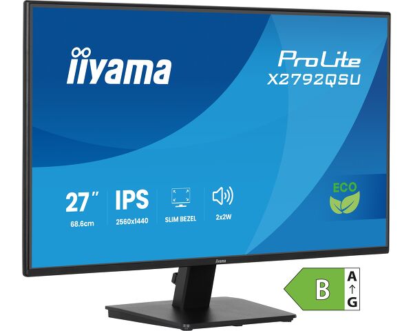 ProLite X2792QSU-B1 - 27” IPS QHD panel with 4-side slim bezel and B energy class