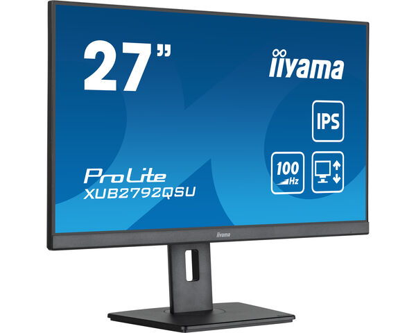 ProLite XUB2792QSU-B6 - 27” WQHD IPS technology panel with USB hub and 100Hz refresh rate and 150mm height adjustable stand