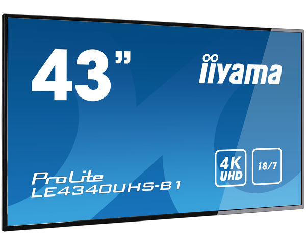 ProLite LE4340UHS-B1 - Display Professionale da 43” destinato alla Segnaletica Digitale, tempo di funzionamento 18/7 e risoluzione UHD a 4K