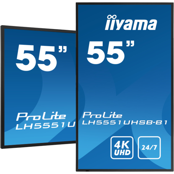 ProLite LH5551UHSB-B1 - 55” Professional 24/7 Digital Signage display with 4K UHD resolution and 800cd/m² high brightness performance